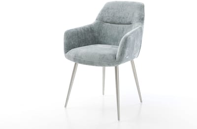 Gestoffeerde-stoel Pejo-Flex 4-poot conisch roestvrij staal chenille pastelblauw pocketveer kern