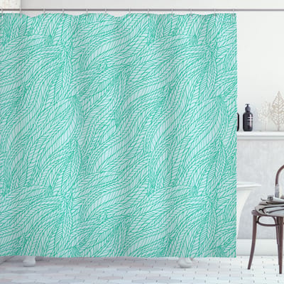 New Bed, Groen Abstracte Doodle Bladeren, Douchegordijn Badkamer Decor Set met Haakjes, 180 cm B 200 cm L