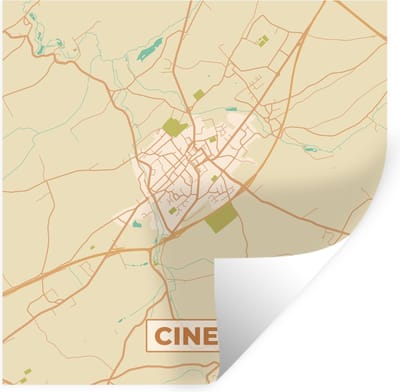 Muurstickers - Sticker Folie - Plattegrond - Kaart - Stadskaart - Ciney - België - Vintage - 100x100 cm - Plakfolie - Muurstickers Kinderkamer - Zelfklevend Behang XXL - Zelfklevend behangpapier - Stickerfolie