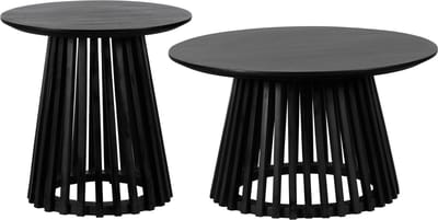Lewis & Loft Salontafel Levi - Mangohout - Rond - Zwart - Klein en groot - Set van 2