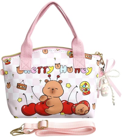 Dailygoods - Schoudertas voor kinderen, meisjes, mini-handtas met sleutelhanger, schattige kinderhandtas als portemonnee en schoudertas, PU-tas voor meisjes voor dagelijks gebruik en reizen