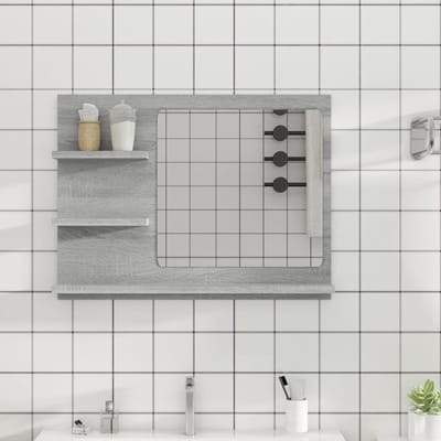 vidaXL - Badkamerspiegel - 60x10,5x45 - cm - bewerkt - hout - grijs - sonoma - eiken