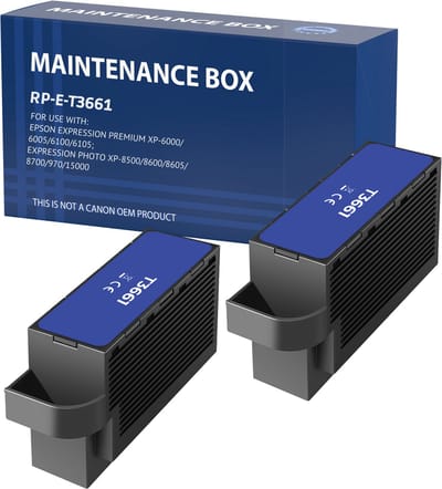 Lot 2 Onderhoudscartridges inkttank geschikt voor T3361 C13T366100 voor Epson Expression Premium XP-6000 XP 6100 Expression Photo XP-8500 XP 8600 XP-8700 XP-15000 XP-970