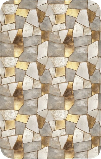 WC mat 50x80 cm - Antislip - Mozaïek - Marmer - Goud - Toiletmat - Vloermat - Douchemat - Toilet tapijt - Toiletmatten