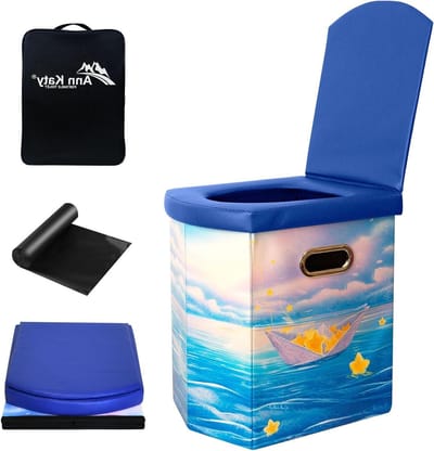 Draagbaar Toilet XL - Opvouwbaar Potje - Kamperen Reizen - Hoger Comfortabel Ontwerp - 40cm Hoog - Blauw