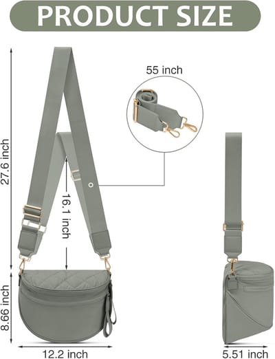 oscaurt Schoudertas voor dames, buffers, heuptas, crossbody bag, stijlvolle handtas, waterdichte moontas met brede schouderriem, geschenken voor vrouwen