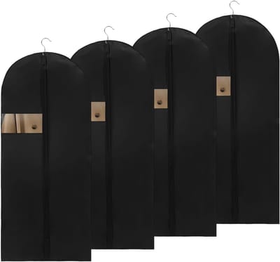 Set van 4 Waterdichte Kledinghoezen 120 x 60 cm, Ideaal voor het Opbergen van Kostuums, Jassen en Broeken