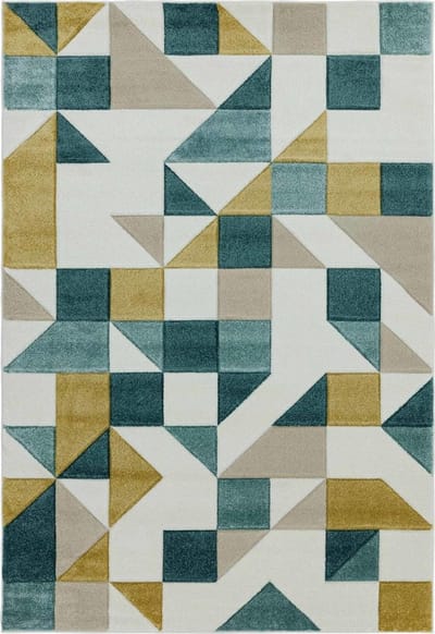 Easy Living - Sketch-Shapes-Green Vloerkleed - 160x230  - Rechthoek - Laagpolig Tapijt - Modern - Meerkleurig