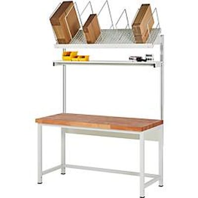 Rau inpaktafelsysteem 01 Werkbank serie 8000, B 1500 x D 700 x H 840-1040 mm, massief beukenhouten blad, tot 1250 kg