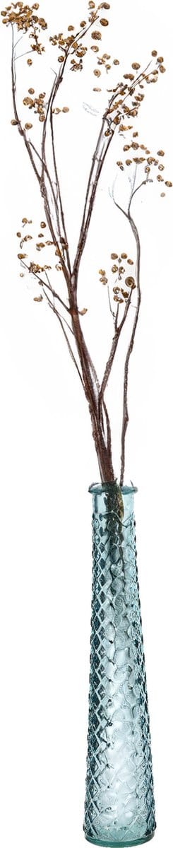 Decoris Vaas/bloemenvaas van gerecycled glas - D7 x H32 cm - transparant okergeel