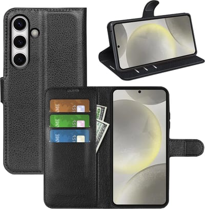 MobyDefend Hoesje - Geschikt voor Samsung Galaxy S24 FE - Kunstleren Wallet Book Case (Sluiting Voorkant) - Zwart