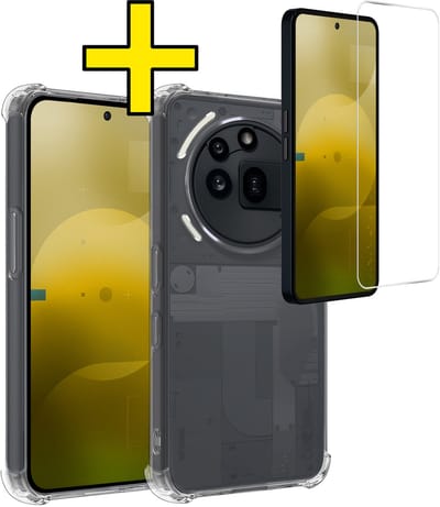 Hoesje - Met Screenprotector - Geschikt voor Nothing Phone (3a) Pro - Sterk & Shockproof - Siliconen Case - Back Cover - Telefoon Hoes - Shock Proof - Telefoonhoesjes - Transparant