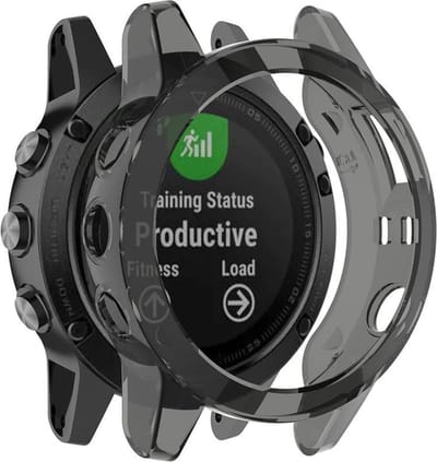 Strap-it TPU case protectie - zwart bescherm hoesje geschikt voor Garmin Fenix 5 / Fenix 5 Plus - zwarte beschermhoes voor Fenix 5 en 5 Plus