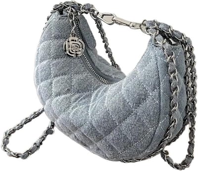 Dames Handtas - Schoudertas Denim - Dagelijks Gebruik - Halve Maan Model - 22 x 6 x 12 cm - Blauw