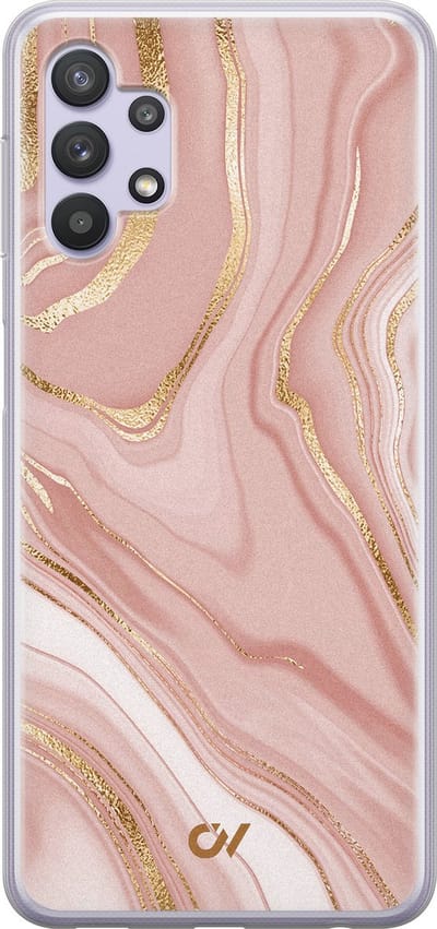 Hoesje geschikt voor Samsung Galaxy A32 5G - Rose Marble - - Roze - Soft Case Telefoonhoesje - TPU Back Cover - Casevibes