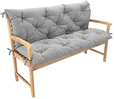 Tuinkussen met Rugleuning - Gewatteerd Schommelkussen voor Buiten (100x50x50, Zilver)