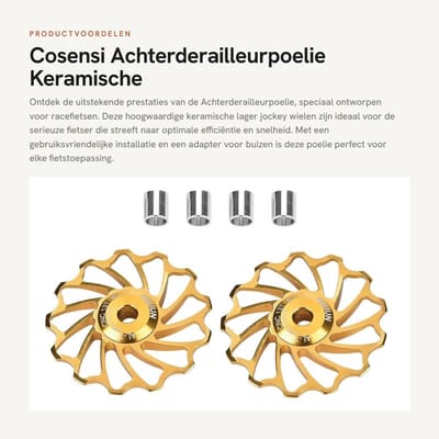Dailygoods - Achterderailleurpoelie - Keramische Lager - Verbeterde Prestaties - 1 Paar - Jockey Wiel - Geschikt voor Racefiets - Fietsaccessoire