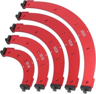 Hoekmalsjablonen Set - Ronde hoek sjablonen - Houtbewerking projecten - Aluminiumlegering constructie - R100 tot R300 - Zilverkleurig