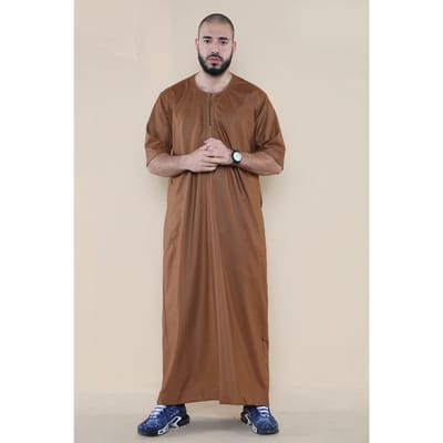Heren bruine Thobe Jubba islamitische Arabische Marokkaanse Saoedi-Arabië Kaftan Arabische gewaad met rits