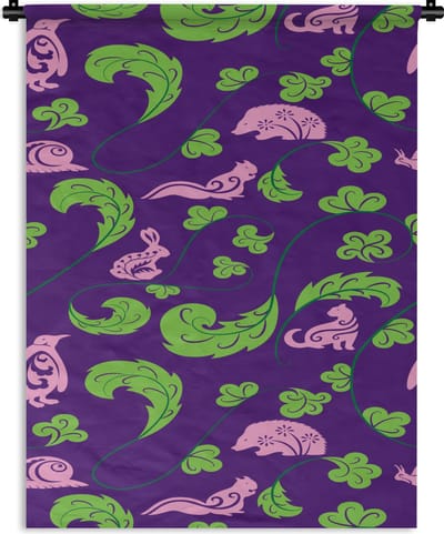 Wandkleed - Wanddoek - Bladeren - Dieren - Patronen - 90x120 cm - Wandtapijt