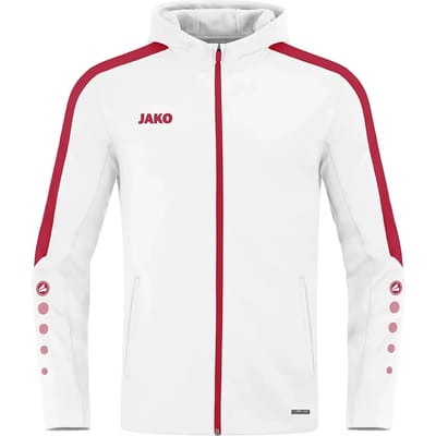 Jako Power Jas Met Kap Heren - Wit / Rood | Maat: M