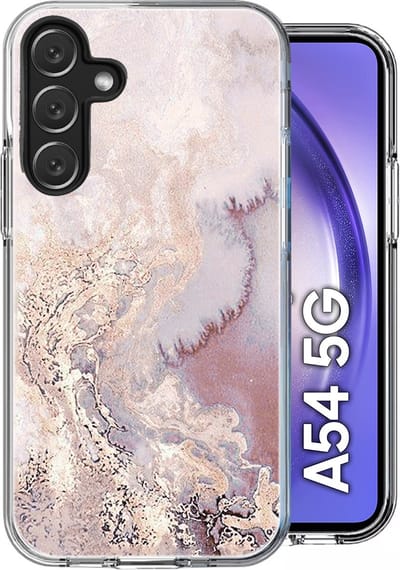 Hoesje geschikt voor Samsung Galaxy A54 - Back Cover Marmer Siliconen Case Roze