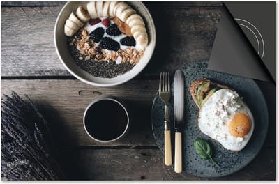 Inductie beschermer 60x60 - afdekplaat inductie mat - Dietrix Kookplaat beschermer - Exclusief - Food - Ontbijt yoghurt eieren