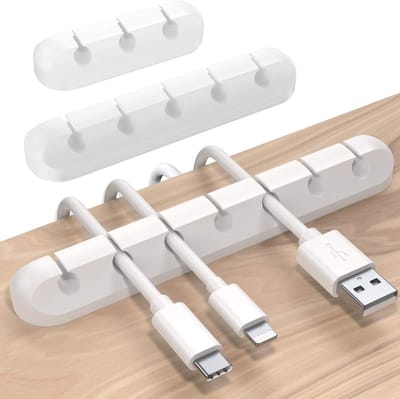 Kabelclips - 3 in verschillende formaten - Kabel Organiser - kabelorganizer - Kabel Houder - bureau organizer - Kabel Management - voor USB-oplaadkabel netsnoer muis kabel draad pc kantoor thuis - 3 Stuks - wit
