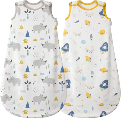 Zomerslaapzak Baby 2-Pack Katoen 0.5 TOG Mouwloos Voor Jongens en Meisjes