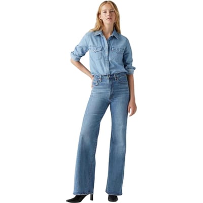 Levis Damesjeans met hoge taille en wijde pijpen, met ribpatroon (Wandelingen in Sonoma)