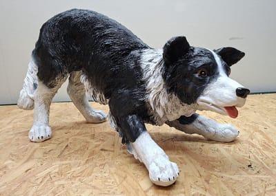 Border Collie Hond Beeld Zwart Wit - 30cm hoog - polyresin - polystone - Decoratie - Woonaccessoires - Beeld