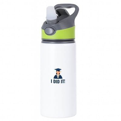 Hacebo® - I did it! waterfles met rietje groen - Geslaagd - iemand die is geslaagd - gelukt - gefeliciteerd - examen - school - diploma gehaald - cadeau - kado - geschenk - gift - water fles - 650ML