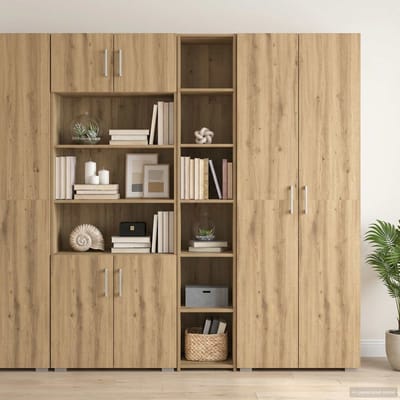 vidaXL - Highboard - Artisanaal - eiken - 30 - x - 41 - x - 185 - cm - Bewerkt - hout