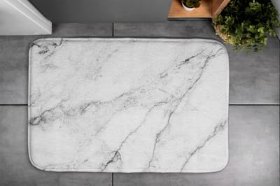 Coloray Badmat - Wit Douchemat - Wit marmer Badkamer Kleed - Toiletmat - Mat voor Badkamer - Luxe Badmat - Antislip - 90x60 cm