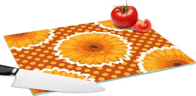 Glazen Snijplank - 39x28 - Bloemen - Stippen - Vintage - Patroon - Snijplanken Glas