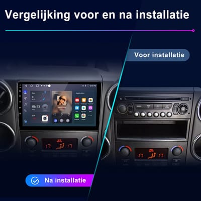 Junsun Android 15 Autoradio Geschikt voor Citroën Berlingo 2 B9 & Peugeot Partner (2008-2019) - Draadloze CarPlay & Andriod Auto, DAB+, GPS-navigatiesysteem, Bluetooth, Stuurwielbediening, WiFi, 9-inch Touchscreen, 1GB+32GB, DSP, Octa-core processor