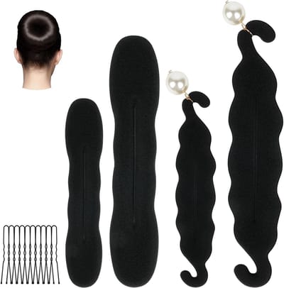 4-delige Haarbun Maker Set, Makkelijk Donut Styling, Foam Spons voor DIY Franse Haarstijl, Perfect voor Meisjes en Feestjes