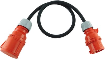 CEE adapter 16A naar 32A 400V met 1m aansluitkabel - IP44 rubberen slang