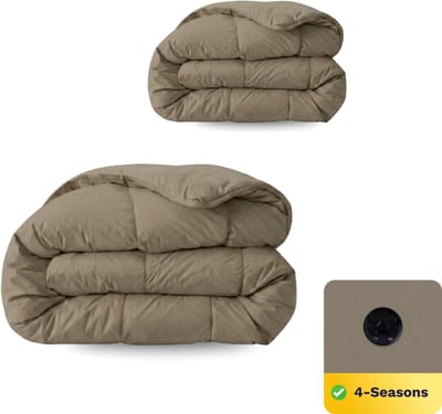 Zelesta Wonderbed Natural Taupe 240x200 - Dekbed zonder overtrek - 4 Seizoenen Dekbed - Wasbaar dekbed - Hoesloos dekbed - 2 in 1 Dekbed