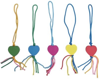 Fako Bijoux - Hartje Mix Geluksbrenger - Gelukshanger - Lucky Heart - Gelukspoppetjes - Hout - Mix - 50 Stuks
