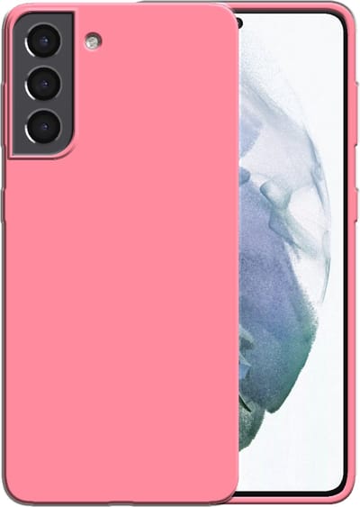 Smartphonica Siliconen hoesje voor Samsung Galaxy S21 case met zachte binnenkant - Roze geschikt voor Samsung Galaxy S21