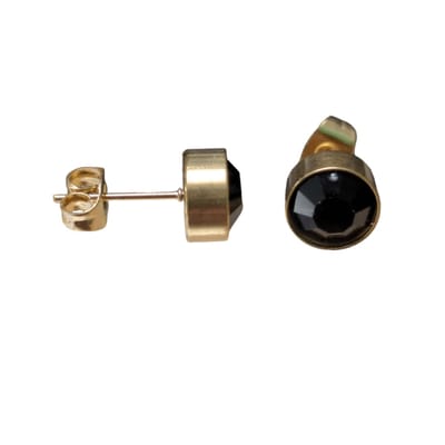 Aramat Jewels | Oorbellen | RVS Kristal Oorbellen Rond Kleurrijk 3mm - Diverse Kleuren Studs | Goudkleur / 8mm / Zwart | |8mm | Staal | Volwassenen | Verkleurd niet