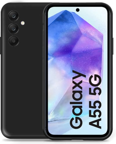 Geschikt voor Samsung Galaxy A55 - Hoesje - Suède Back Cover Case Zwart