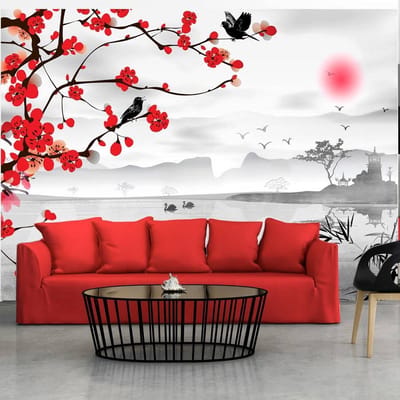 200cm X 140cm - Fotobehang - Japanse tuin