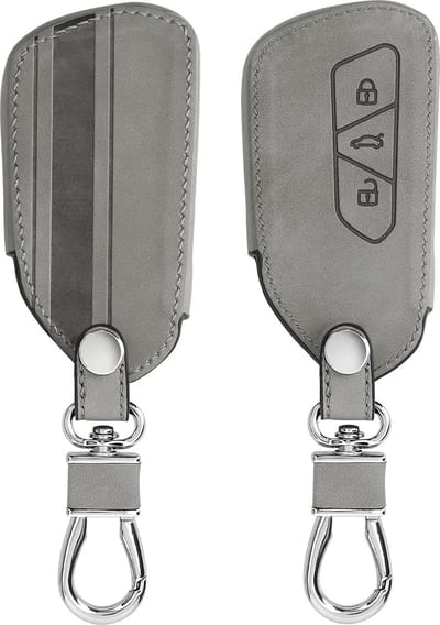 kwmobile autosleutelhoes geschikt voor VW Golf 8 3-knops autosleutel - beschermhoes van imitatieleer - Rallystrepen design - grijs