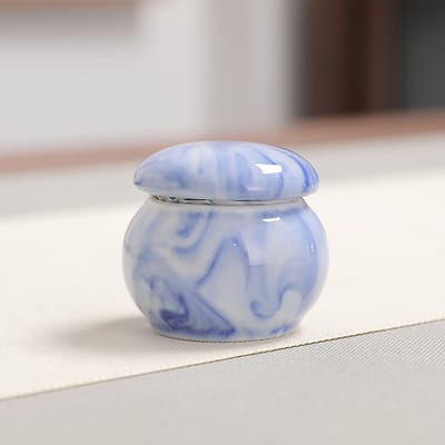 Urn Hond Kat Vogel – Urne – Keramiek – Urnen – Urn Voor Dieren – Urn Hond Overleden – Urn Kat – 45 ML –Blauw-witte strepen -Belle's product