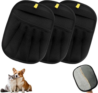 Haarverwijderhandschoenen voor Huisdieren, Dubbelzijdige Electrostatische Glove voor Katten- en Hondenhaar, Set van 3 Stuks