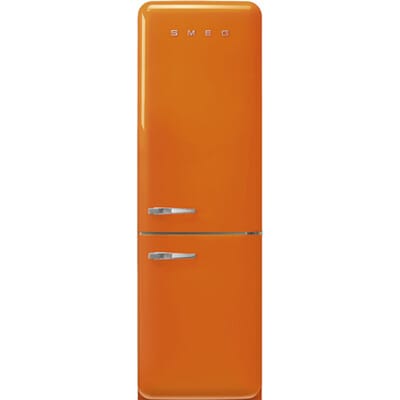 SMEG Koelkast Retro Vrijstaande ijskast Koelkast, Jaren 50, Koel-vriescombinatie, Vrijstaand , Positie scharnier: Rechts, Oranje