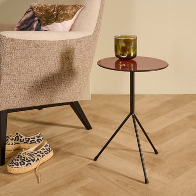 Bijzettafel Coup Rond - Bordeaux/Zwart Metaal Emaille - Gemonteerd