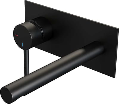 Brauer Black Carving inbouw wastafelmengkraan met rechte uitloop en afdekplaat model A2 mat zwart